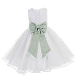 White Lace Organza Flower Girl Dress Elegant Formal Junior Beauty Pageant Communion Baptism 186T(3)
