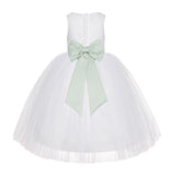 White Floral Lace Flower Girl Dress Special Occasions Wedding Christening Communion Baptism LG7(3)