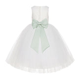 Ivory Floral Lace Flower Girl Dress Special Events Christening Pageant Gown Communion Recital LG7(3)