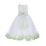 White Floral Lace Heart Cutout Rose Petals Flower Girl Dress Junior Bridesmaid Special Event 185T(3)