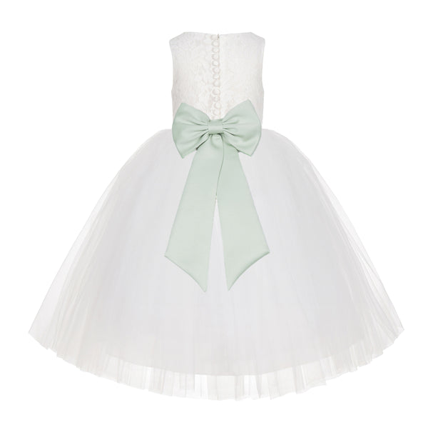 Ivory Floral Lace Flower Girl Dress Special Events Christening Pageant Gown Communion Recital LG7(3)