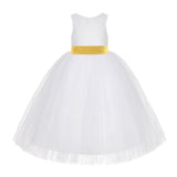 White Floral Lace Flower Girl Dress Special Occasions Wedding Christening Communion Baptism LG7(2)