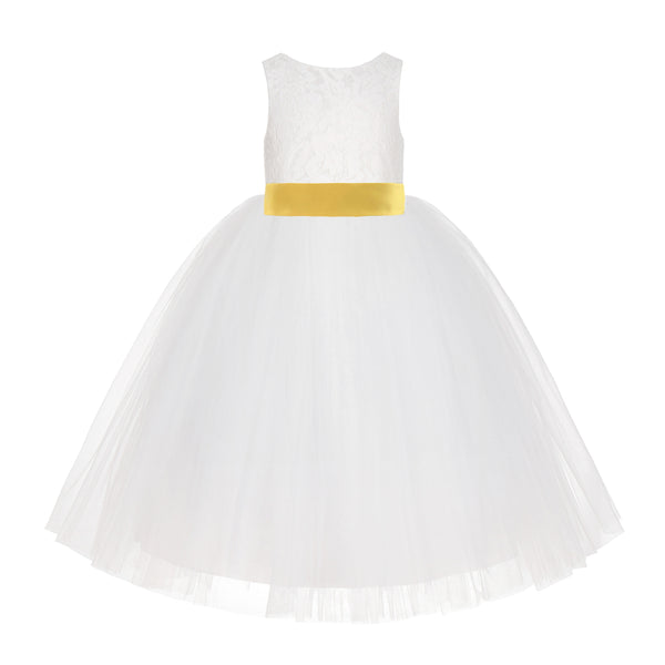 Ivory Floral Lace Flower Girl Dress Special Events Christening Pageant Gown Communion Recital LG7(2)