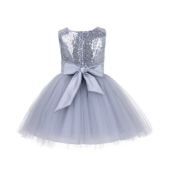 Sparkling Sequins Mesh Tulle Flower Girl Dress Wedding Pageant Toddler Holiday Gown Occasions 124