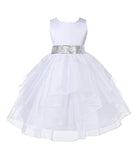 White Pageant Bridal Special Events Shimmering Organza Sequin Mesh Flower Girl Dress 4613mh