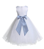 White Formal Wedding Pageant Special Occasions Rattail Edge Tulle Flower Girl Dress 829S(2)