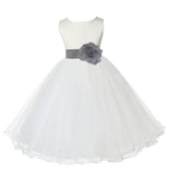 Ivory Formal Wedding Pageant Special Occasions Rattail Edge Tulle Flower Girl Dress 829T(2)