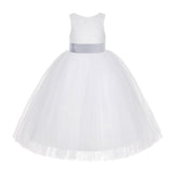 White Floral Lace Flower Girl Dress Special Occasions Wedding Christening Communion Baptism LG7(2)