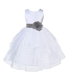 White Shimmering Organza Flower Girl Dress Wedding Junior Bridesmaid Pageant Special Events 4613S(2)