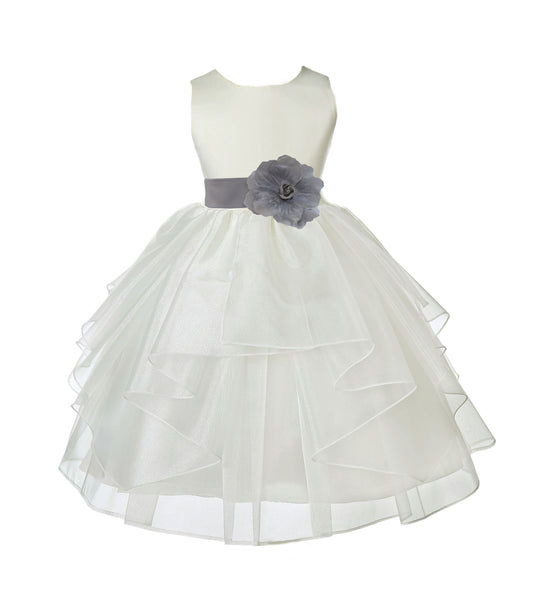 Ivory Shimmering Organza Flower Girl Dress Wedding Junior Bridesmaid Pageant Special Events 4613S(2)