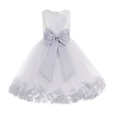 Ivory Floral Lace Heart Cutout Rose Petals Flower Girl Dress Junior Bridesmaid Special Event 185T(2)