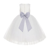 Ivory Floral Lace Flower Girl Dress Special Events Christening Pageant Gown Communion Recital LG7(2)