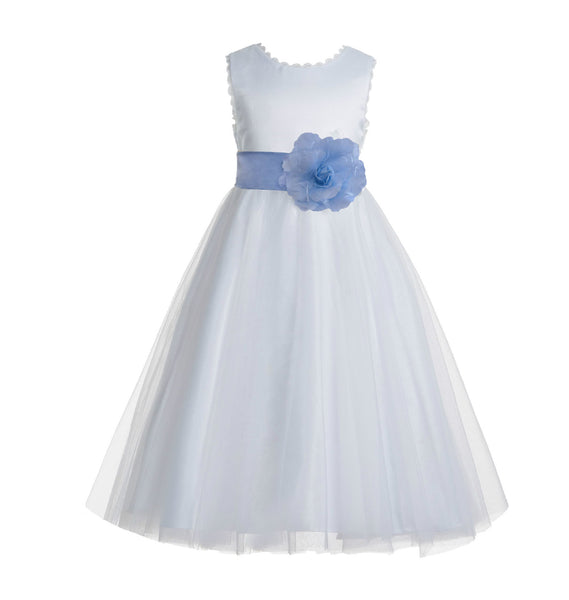 Ivory V-Back Lace Edge Flower Girl Dress Junior Pageant Special Occasion Formal Evening Gown 183T(2)