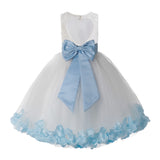 White Floral Lace Heart Cutout Rose Petals Flower Girl Dress Junior Bridesmaid Special Event 185T(2)