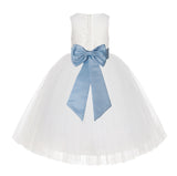 Ivory Floral Lace Flower Girl Dress Special Events Christening Pageant Gown Communion Recital LG7(2)