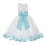 White Floral Lace Heart Cutout Rose Petals Flower Girl Dress Junior Bridesmaid Special Event 185T(5)