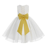 Ivory Lace Organza Flower Girl Dress Elegant Formal Junior Beauty Pageant Communion Baptism 186T(2)