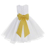 White Lace Organza Flower Girl Dress Elegant Formal Junior Beauty Pageant Communion Baptism 186T(2)