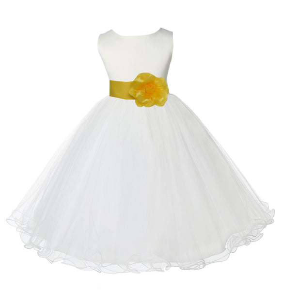 Ivory Formal Wedding Pageant Special Occasions Rattail Edge Tulle Flower Girl Dress 829S(3)