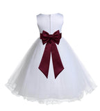 White Formal Wedding Pageant Special Occasions Rattail Edge Tulle Flower Girl Dress 829T(2)