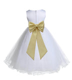 White Formal Wedding Pageant Special Occasions Rattail Edge Tulle Flower Girl Dress 829T(3)