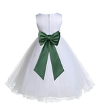 White Formal Wedding Pageant Special Occasions Rattail Edge Tulle Flower Girl Dress 829T(1)