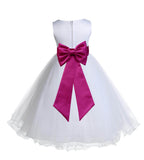 White Formal Wedding Pageant Special Occasions Rattail Edge Tulle Flower Girl Dress 829T(1)