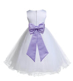 White Formal Wedding Pageant Special Occasions Rattail Edge Tulle Flower Girl Dress 829T(2)