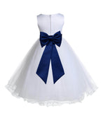 White Formal Wedding Pageant Special Occasions Rattail Edge Tulle Flower Girl Dress 829T(2)
