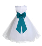 White Formal Wedding Pageant Special Occasions Rattail Edge Tulle Flower Girl Dress 829T(3)