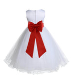 White Formal Wedding Pageant Special Occasions Rattail Edge Tulle Flower Girl Dress 829T(3)
