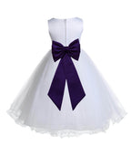White Formal Wedding Pageant Special Occasions Rattail Edge Tulle Flower Girl Dress 829T(1)