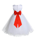White Formal Wedding Pageant Special Occasions Rattail Edge Tulle Flower Girl Dress 829T(3)