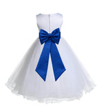 White Formal Wedding Pageant Special Occasions Rattail Edge Tulle Flower Girl Dress 829T(1)