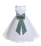 White Formal Wedding Pageant Special Occasions Rattail Edge Tulle Flower Girl Dress 829T(3)