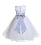 White Formal Wedding Pageant Special Occasions Rattail Edge Tulle Flower Girl Dress 829T(1)