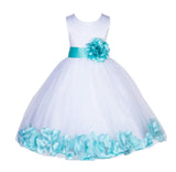 White Lace Top Tulle Floral Petals Flower Girl Dress Birthday Girl Junior Pageant Bridesmaid 165S(2)