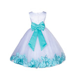 Ivory Tulle Floral Lace Top Rose Petals Flower Girl Dress Wedding Pageant Special Occasions 165T(2)