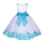 White Lace Top Tulle Floral Petals Flower Girl Dress Birthday Girl Junior Pageant Bridesmaid 165S(2)