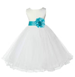 Ivory Formal Wedding Pageant Special Occasions Rattail Edge Tulle Flower Girl Dress 829S(5)