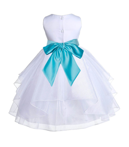 White Shimmering Organza Flower Girl Dress Wedding Junior Bridesmaid Pageant Special Events 4613S(5)