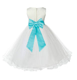 Ivory Formal Wedding Pageant Special Occasions Rattail Edge Tulle Flower Girl Dress 829T(5)