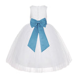 White Floral Lace Flower Girl Dress Special Occasions Wedding Christening Communion Baptism LG7(1)