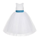 White Floral Lace Flower Girl Dress Special Occasions Wedding Christening Communion Baptism LG7(1)