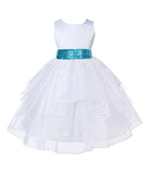 White Pageant Bridal Special Events Shimmering Organza Sequin Mesh Flower Girl Dress 4613mh