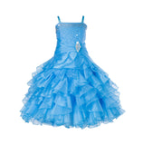 Elegant Rhinestone Organza Pleated Ruffled Beauty Pageant Special Occasion Flower Girl Dress 164S(1)