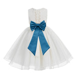 Ivory Lace Organza Flower Girl Dress Elegant Formal Junior Beauty Pageant Communion Baptism 186T(2)