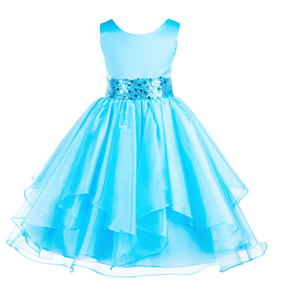 Sequin Ruffles Organza Flower Girl Dress Toddler Wedding Pageant Party Recital Special Event 012S(2)