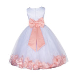 White Tulle Floral Lace Top Rose Petals Flower Girl Dress Wedding Pageant Special Occasions 165T(1)