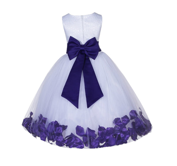 White Tulle Floral Lace Top Rose Petals Flower Girl Dress Wedding Pageant Special Occasions 165T(1)